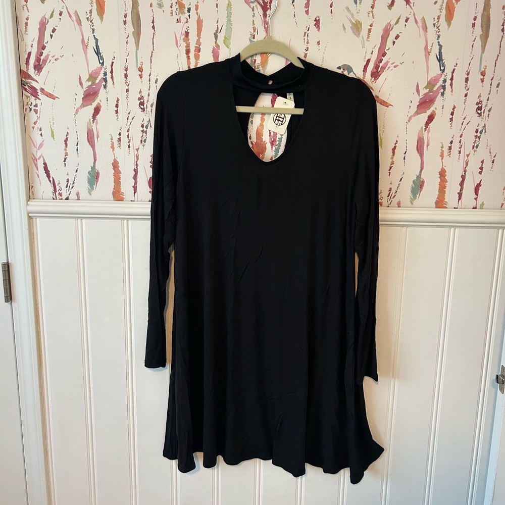 NWT Black V Choker Jersey Dress